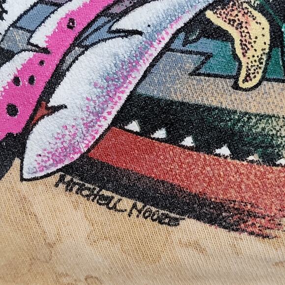 Vintage 90s Native-American Spiritual Shirt 2XL 25x30 Brown - Picture 12 of 14